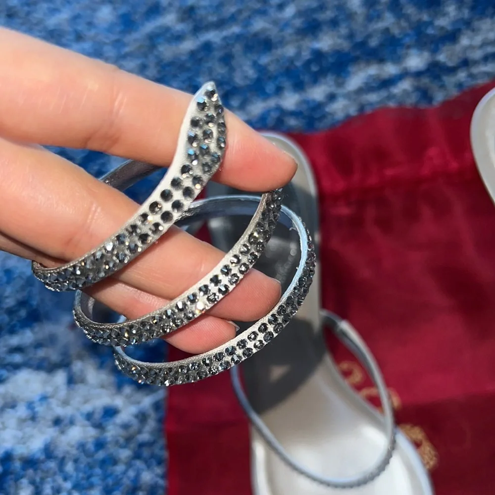 ❌SOLD❌ Rene Caovilla 37.5 JEWELED SANDALS CLEO SILVER - Picture 11 of 13